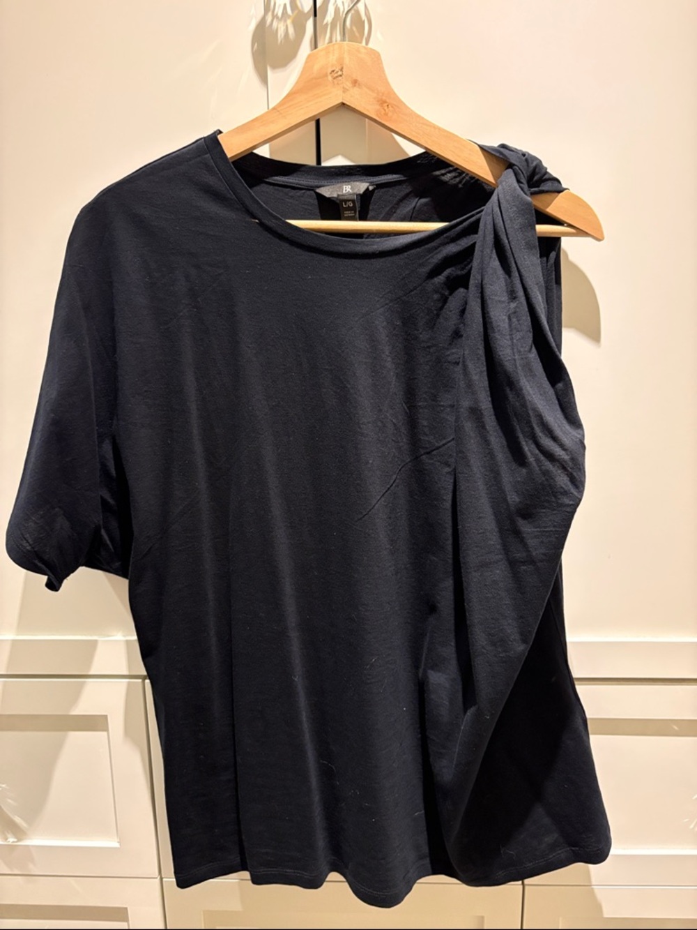 Banana Republic Black Knit Short Sleeve Top, one sleeve the other side sleevless